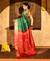 Green Rani Ikkat Pochampally Soft Silk Saree